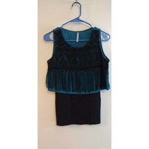 ZINGA Boho/Cowgirl Fringe Top – Size M